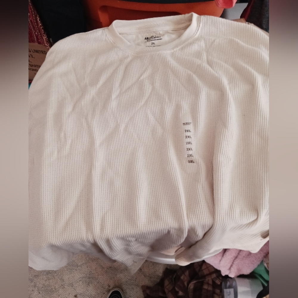 Mens long sleeve waffle shirt 2xl